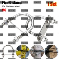 MARIER 1Set M6 Round Tube Clamp, Screws With Baffle Pipe U-clamp, Durable 304 Stainless Steel Right 