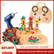 3D Play Toolbox Toy with Electric Drill Mosaic Puzzle Tool Set Early Education Toy Toolbox for 3-12 