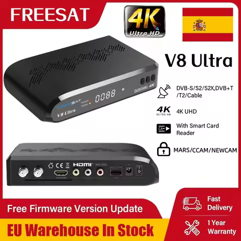 FREESAT V8 Ultra 4K UHD Satellite TV Receiver DVB-S/S2/S2X,DVB-T2/T+C+ISDBT+ATS-C,FUNCAM/MARS/CCAM W