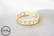 【Lit Ring】14k金銅鍍鏤空鎖鏈戒指│金色 鏤空 編織 鍊條 鍊狀 可調式 活圍 開口戒指 戒指 對戒 飾品