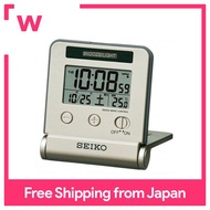 Seiko clock alarm clock traveler wave digital automatic lighting calendar temperature display thin gold SQ772G SEIKO