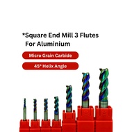 [5.0mm-12.0mm] Carbide Square End Mill 3 Flutes for Aluminium DLC (Diamond-Like Coating) CNC Cutting