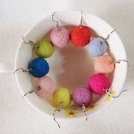 球球 羊毛氈耳環 可改夾式 顏色任選