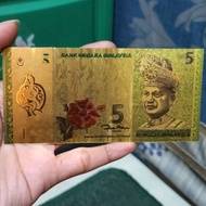 REPLIKA Souvenir gold foil 5 ringgit Malaysia replica