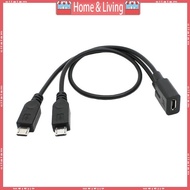 ci Micro USB Female to 2 Micro USB Male Splitter Cable Extension Wire 30cm 12inch