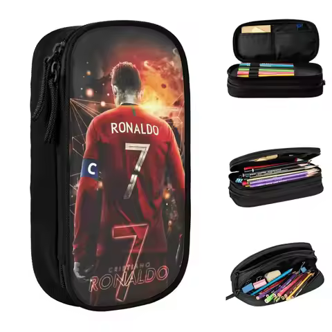 CR7 Football Soccer Pencil Cases Fashion Ronaldos Pen Bag Kids Large Storage Students School Gifts P