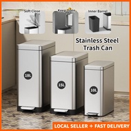 Stainless Steel Dustbin with Lid Soft Closing Rubbish Bin Large Trash Bin Waste Bin Diaper Bin
