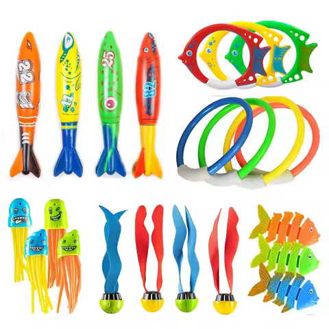 Summer Diving Toys Torpedos Octopus Diving Fish Ring Swimming Pool Water Games Training Gift Set Toy
