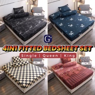 Cadar Queen Bedsheet Queen 4 in 1 King &amp; Queen/2 in1 Single Premium Cotton Bedsheet Set B 1