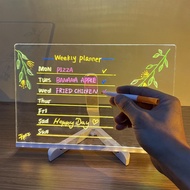 (PQMK) Acrylic Dry Erase Board with LED Light Dry Erase Board with Stand As A Memo Letter Message Bo