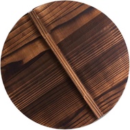 Anntool 14 Inch Wooden Wok Lid for Cast Iron Wok, Natural Wood Pot Lid Pan with Large Handle for Sti