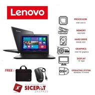 laptop lenovo g-40 core i3 ram 4gb hdd 500gb windows 10 - celleron4/500gb hitam