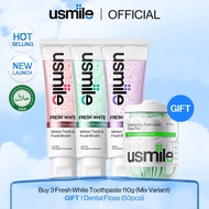[BUY 3 GET 4] usmile Oral Care Set | 3 Fresh White Toothpaste 110g (All Flavour) + (FREE) 1 Twin-Lin