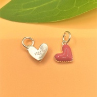 S925 silver pink heart hanger charm - 925 Silver Charm - Code CB1125
