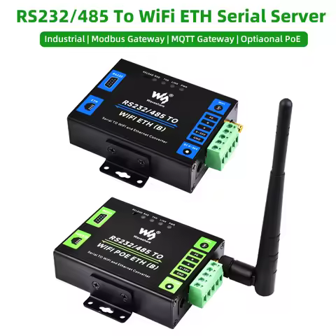 Industrial Grade Serial Server RS232/485 To WiFi Ethernet Modbus MQTT Gateway Metal Case Optional Po