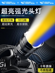 SMILING SHARK ไฟฉายหน้าที่ใช้งานกลางคืน ไฟสีเขียว แสงสีเหลือง ความสว่างสูง แหล่งกำเนิดไฟฟ้าแบบมีการช