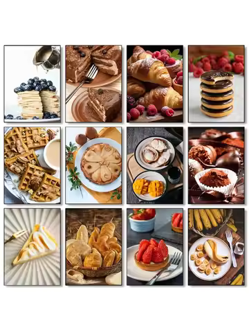 Delicious Chocolate Cake Macaron Banana Pie Pudding Bread Poster Canvas Paintings Wall Art Pictures