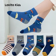Lovito Kids 5 Pairs Cute Socks Colorblock Soft and Comfortable All Seasons Socks for Baby & Kid LNL1