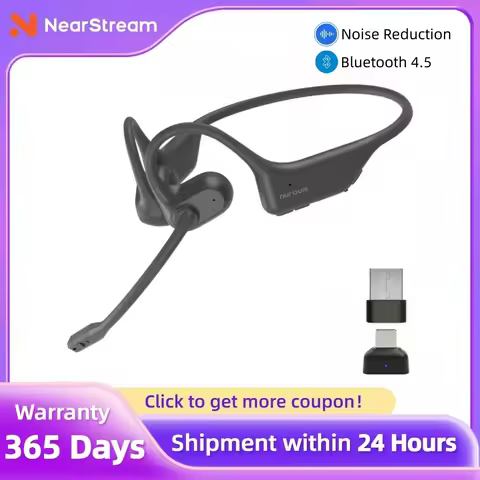 NUROUM OpenEar Pro 2 Headphones with Mic, Noise Reduction Earphone Bluetooth, Open Ear Wireless Ligh