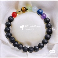 / 7 chakra lava stone bracelet 8-10mm / 7 chakra lava stone gelang 8-10mm