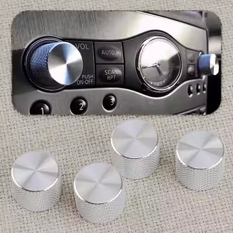 4Pcs Silver Front Radio & A/C Knobs Aluminum Alloy Fit for Infiniti G37 G35 Q40 Q60 FX35 37 50 QX50