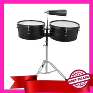 Latin Percussion 13 & 14 Timbales Drum Set with Stand and Cowbell (Black)