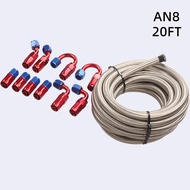 8an -8an Stainless Steel Ptfe Fuel Line 20Ft 10 Fittings Hose Kit  Silver