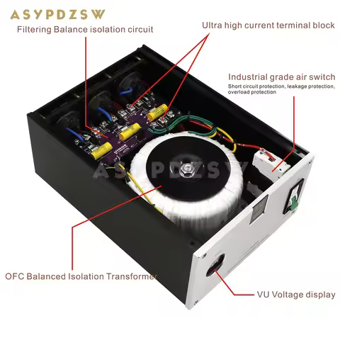 BIP-1000 3 Seats EU Socket HIFI 1000VA Toroidal Balanced isolation transformer 1000W AC Power supply