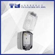 MK - Weatherproof 13A Single Socket Transparent Cover + Grey Body (86486-TC-GRY)