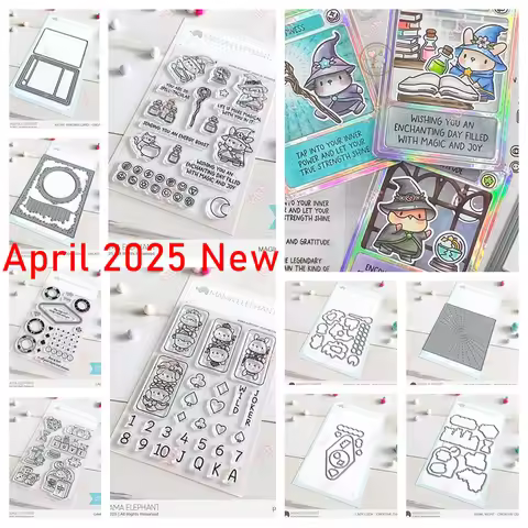 2025 New Mama Elephant Stamp Magical Wizards Game Night lady Luck Artist Trading Card - Creative Cut
