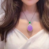 I Burmese Ice Jadeite Violet Pigeon Egg Pendant 925 Silver Inlaid Jade Pendant Gift for Girlfriend-/