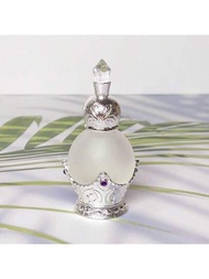 15ml銀色傳統手工紫色鑲嵌水晶玻璃香水精油瓶，可重複使用，可攜式家居裝飾（僅限空瓶）