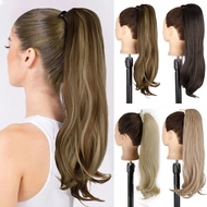 Synthetic Long Wavy Ponytailtail Hair Extension Curly Clip In Fake Wig Hairpiece Blonde Wrap Smooth 