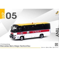 Tiny Micro Shadow 1/76 Benz Benz Hong Kong Airport Police Zone Yellow Top Tactical Bus Alloy Model 7