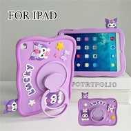 Cute Purple Kuromi Kids Case For iPad Mini 1 2 3 4 5 6 Air 9.7" 10.2" 4th/5th/6th/7th/8th/9th/10th Gen Pro 10.5" 10.9" 11" 2022/21/20/19/18 Handle Silicone Stand Cover