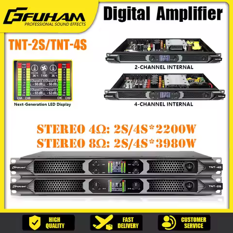 FUHAM TNT-2S Professional Digital Power Amplifier 2200W 2/4 Channel Stereo Speaker Preamp DJ Subwoof