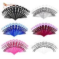 [Gamchiano] 50 Pieces Acrylic  14G-00G  Ear Gauges Expander Assorted Size Kit , Black