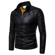 [LZ] Áo khoác nam da lót lông cổ cài mẫu mới phong cách-A1011