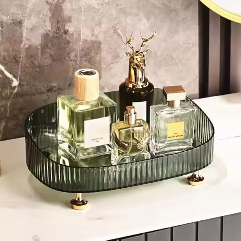 Makeup Perfume Organizer, Vanity Tray, Cosmetic Skincare Organizer, Countertop Organizer Tray for Ba