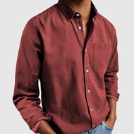 S-5XL Mens shirt new long-sleeved lapel mens shirt mens warm thick slim bottoming shirt top