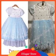 Elsa baby girl clothes Dress For Kids For Girls Frozen Short Sleeve Summer Mesh Princess Kids Girls Dress Birthday Gift Halloween Christmas Outfits Party Wear