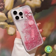 Spring Quicksand For Vivo X100 X90 X80 X70 X60 X50 X30 X27 Pro X23 X21 V7 V5 Plus Lite Cover Cute Pink Shiny Glitter Peach Blossom Soft TPU Phone Case