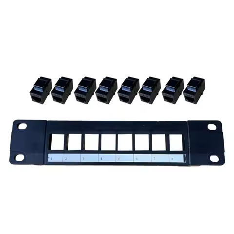 8/6 Port CAT6 RJ45 Through Coupler Patch Panel with Back Bar Wallmount or Rackmount Compatible with 