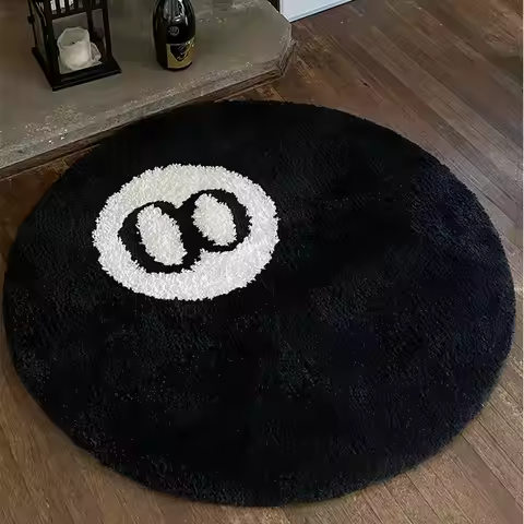 LAKEA Halloween 8 Ball Rug Indoor Home Decoration Spooky Halloween Gifts 8 Ball Accent Round Tufting