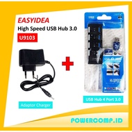 Easyidea U9103 USB 3.0 Hub USB Hub 3.0 Multi USB Splitter Hub with Power Adapter with On Off Switch 