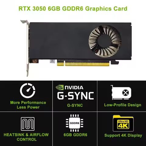 Low Profile GeForce RTX 3050 6GB GDDR6 Gaming Graphics Card for SFF PC 8K Display-Fast delivery