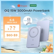 [Ultra Thin]UGREEN Magnetic Wireless 15W 5000mAh Fast Charging Ultra Thin Power Bank USB-C 20W Compa