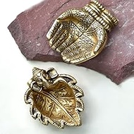 IndianShelf Golden Brass Pooja Lamp, Traditional Deepam, Ghee Diya, Temple Light, Decorative Festiva