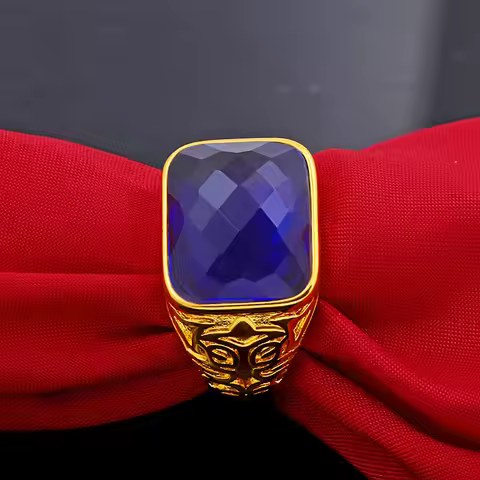 Men's 24K Gold AU999 Ring with Gem Inlay | 3D hollow dragon design with striking accents, authoritat