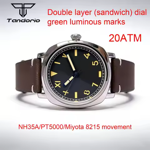 Square California Mechanical Watch Men Japan NH35A Sandwich Dial AR Sapphire Glass 200m Waterproof R